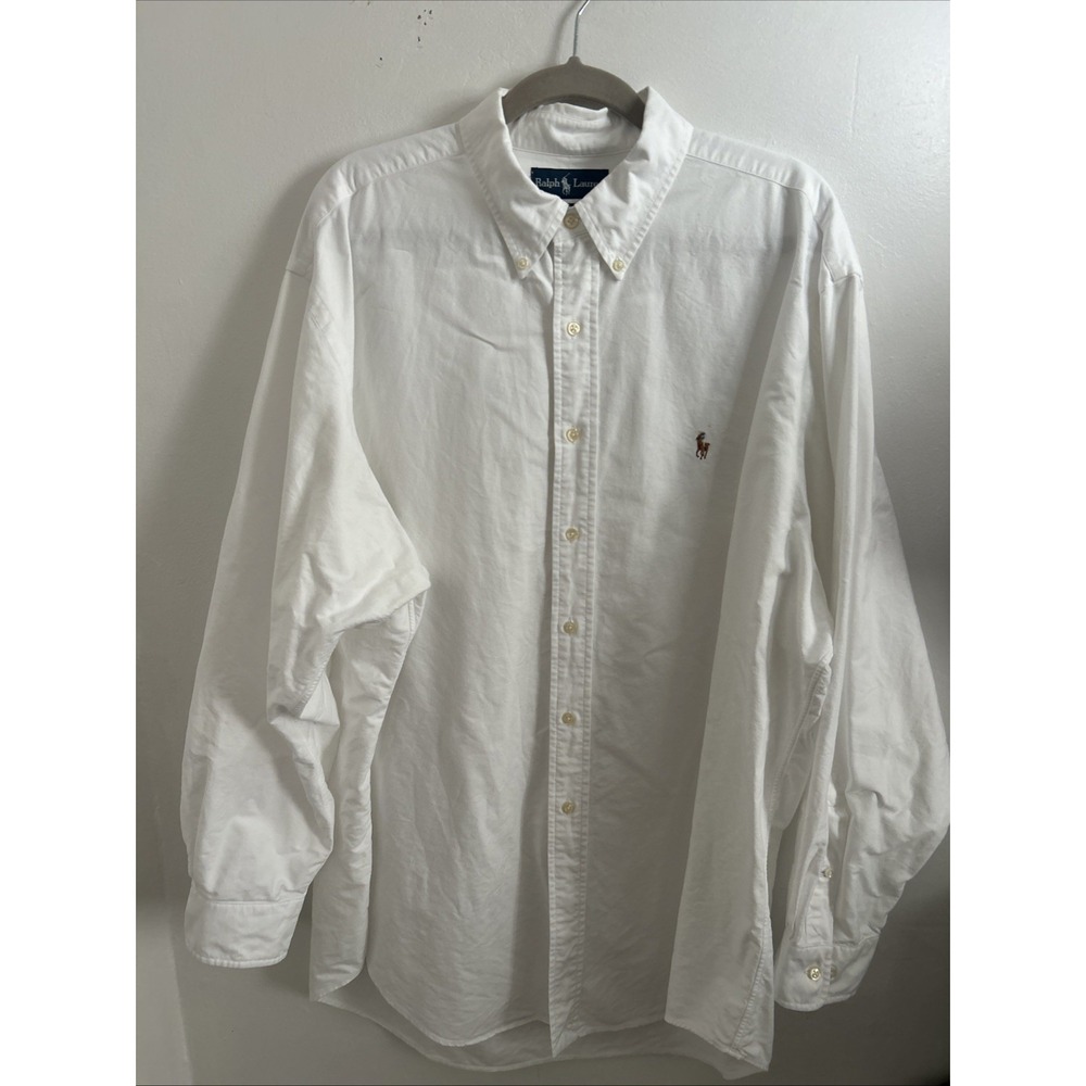 Ralph Lauren Men's Yarmouth Shirt 17.5 34/35Cotton White Button Down Long Sleeve